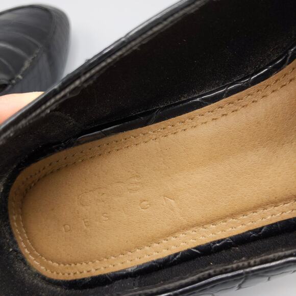 ASOS Design Mindy Mock Croc Embossed Loafers Size 5 US Black Faux Leather Flats - Picture 12 of 13